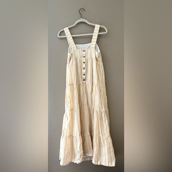 Madewell Striped Button Back Tiered Midi Dress - Picture 8 of 13